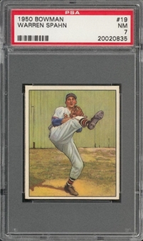 1950 Bowman #19 Warren Spahn – PSA NM 7